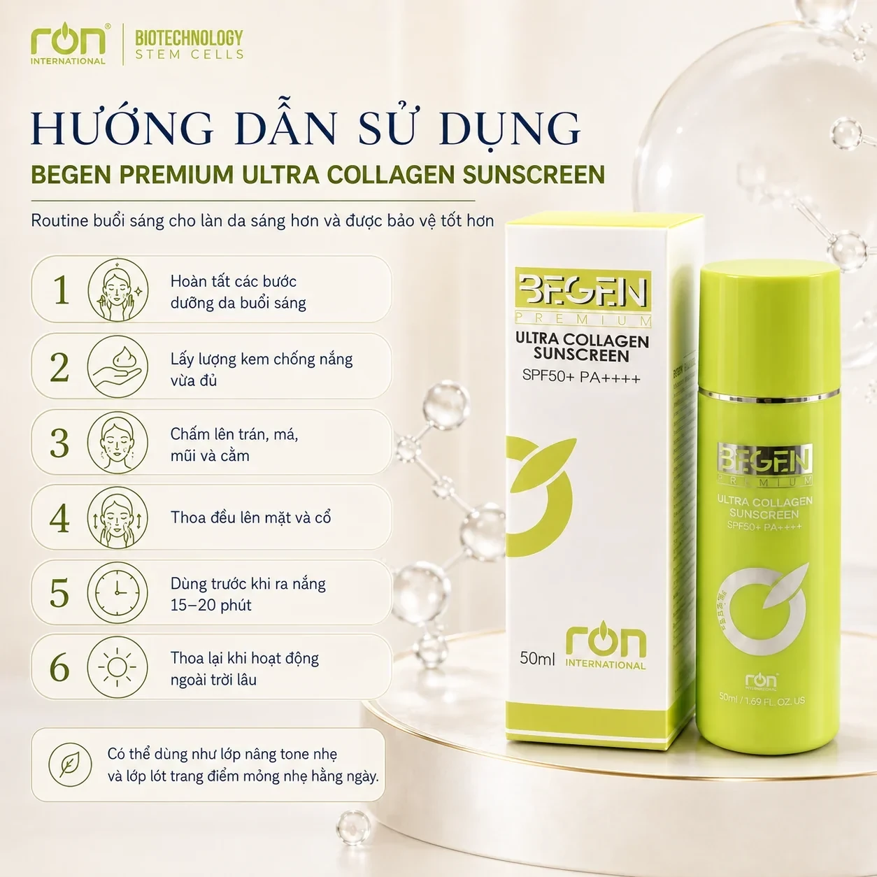 Hình ảnh hướng dẫn sử dụng BEGEN PREMIUM ULTRA COLLAGEN SUNSCREEN